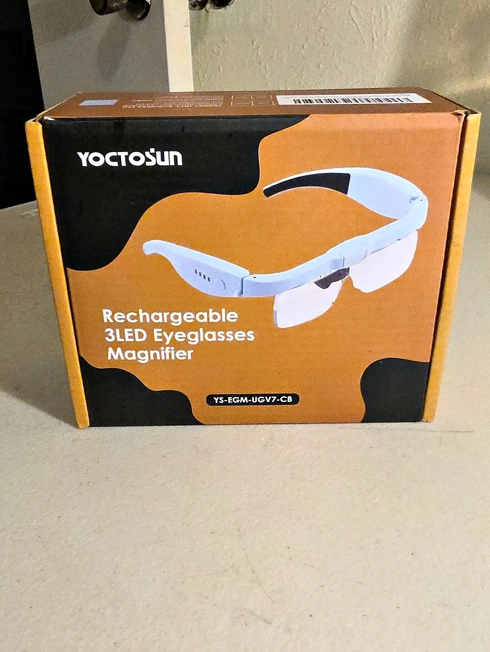 YOCTOSUN 3LED Eyeglasses Magnifier Rechargeable White New Open Box